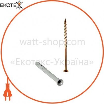 Дюбель e.metiz.dowel.92.U1.06.80 ударним шурупом поліпропілен, потай 100 шт, Enext, m0060028