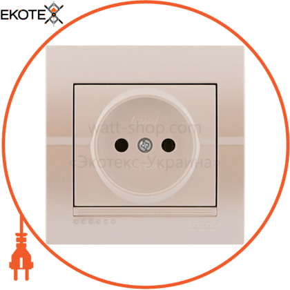 Розетка б/з - FireProof Бакеліт 702-3030-121B Колір Перлинно-білий металік 250V 16A~, Lezard, 702-3030-121B