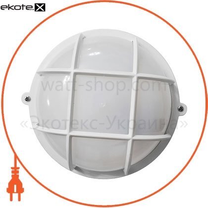 Світильник НПП-65 коло білий опал.с гратами ПП-1051-07-1 / 6 LED-12w з датчиком руху, Ecostrum, ПП-1051-07-1/6 LED-12w с датчико